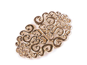 Premium Filigree Metal Buckle Clasp - Decorative Fastening with Screws for Belts, Coats, and Jackets (5.5x9 cm)