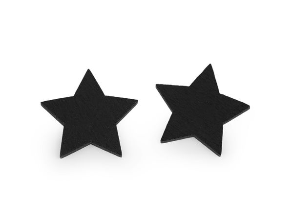 Mini Black Wooden Star Cutouts (30mm) for Crafts, Scrapbooking and Festive Table Decor