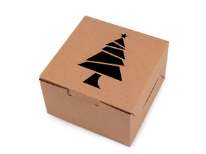 Natural Christmas Gift Box with Festive Window | Foldable Kraft Paper Holiday Packaging