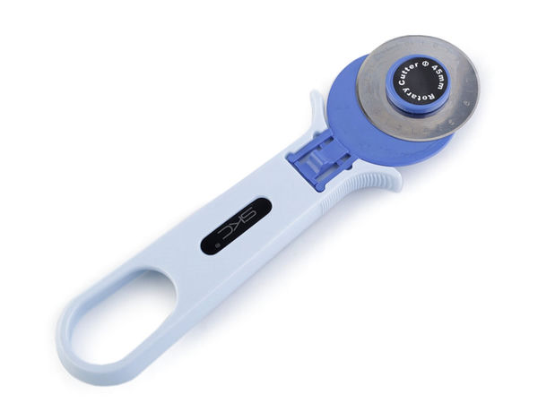 Ergonomic 45mm Rotary Cutter for Fabric, Leather & Paper Crafting - Blue Ice