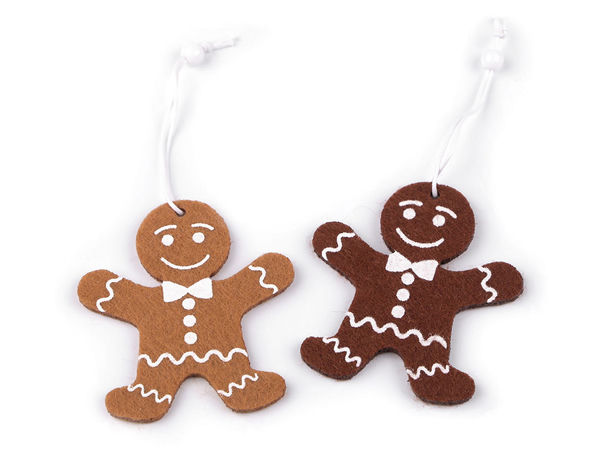 Felt Gingerbread Christmas Hanging Ornaments - Festive Holiday Decorations for Trees, Wreaths, and Crafts