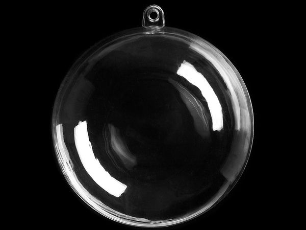 Premium Clear Acrylic Fillable Ball Ornament - 12cm Snap-Together Transparent Craft Bauble with Hanging Loop