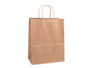 Eco-Friendly Kraft Paper Gift Bags with Twisted Handles - Medium Size, Natural Brown