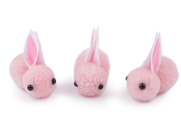 Plush Pom-Pom Bunny Craft Embellishments | DIY Sew-on & Glue-on Rabbit Appliques for Easter Decor, Children's Accessories, and Crafts