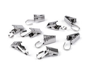 Premium Stainless Steel Curtain Clips with Hanging Hooks - Nickel Finish