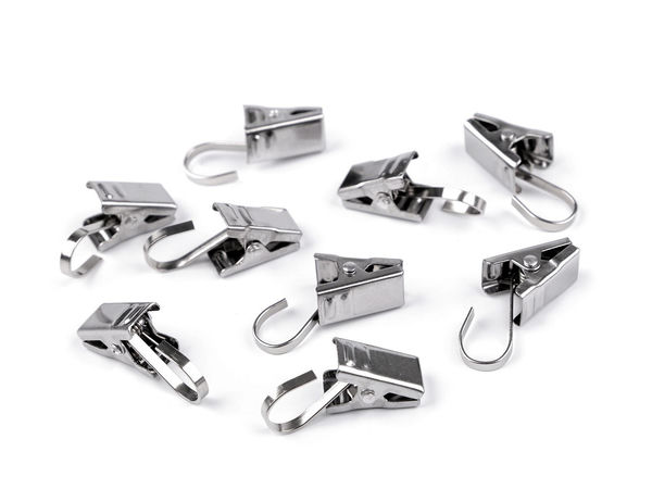 Premium Stainless Steel Curtain Clips with Hanging Hooks - Nickel Finish