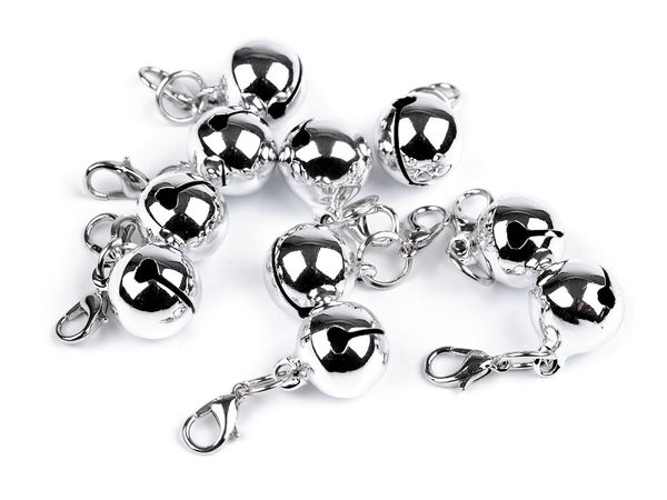 Metal Jingle Bells with Lobster Clasp - Ø13 mm Mini Craft Charm Bells