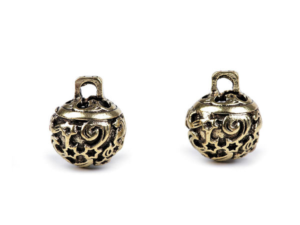 Premium Gold Brass Filigree Jingle Bells - Decorative Craft Bells, 12mm & 15mm