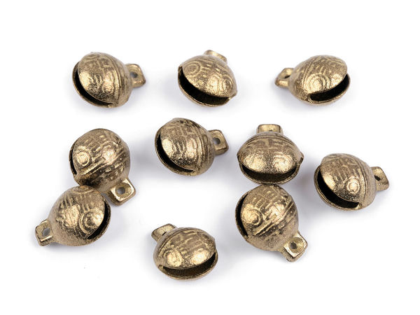 Premium Brass Jingle Bells with Relief Detail (13x17mm) – Clear-Ringing Metal Craft Bells for Holiday Ornaments, Costumes & DIY Decor