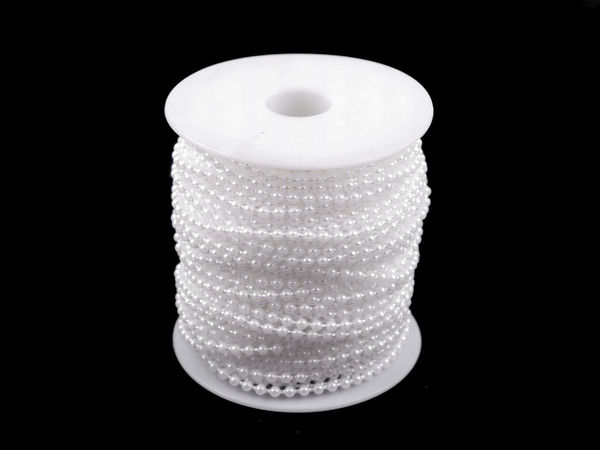 Snow White Decorative Bead Garland String (Ø3 mm) – Premium Trim for Weddings, Holiday & Floral Decor