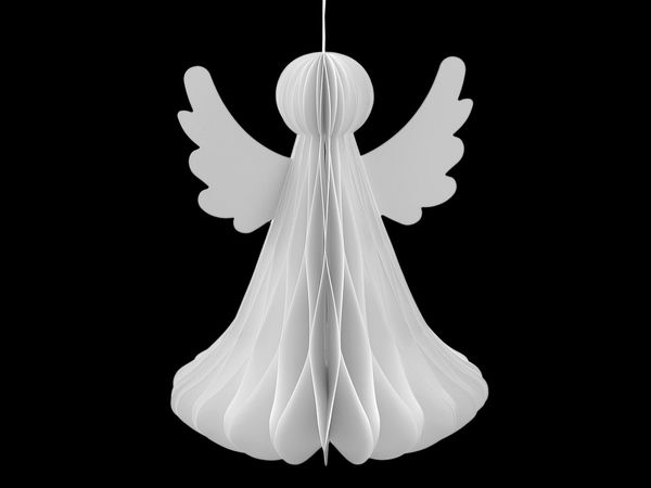 24cm Honeycomb Paper Angel Ornament - 3D Foldable Hanging & Standing Figurine with Magnetic Closure