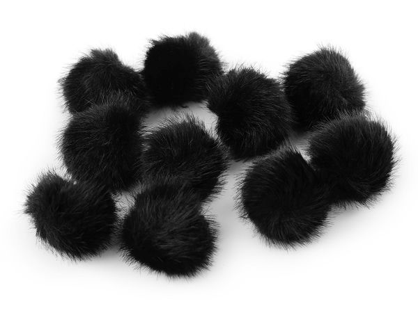 Mini Faux Fur Pom Pom with Elastic Loop (3.5cm) – Fluffy Embellishment for Knitwear, Hats, and Craft Projects