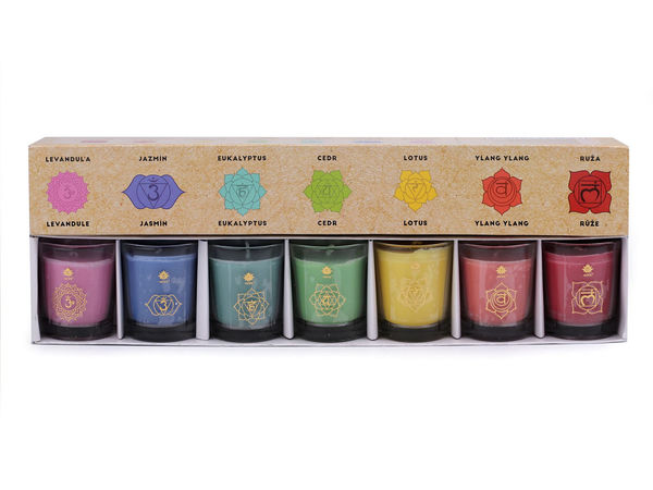 Premium Chakra Scented Candle Gift Set in Glass Jars - 7-Piece Meditation & Aromatherapy Set