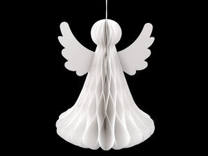 Premium White Honeycomb Paper Folding Angel Decoration - 32cm Hanging or Standing 3D Figurine for Christmas, Weddings, & Celebrations