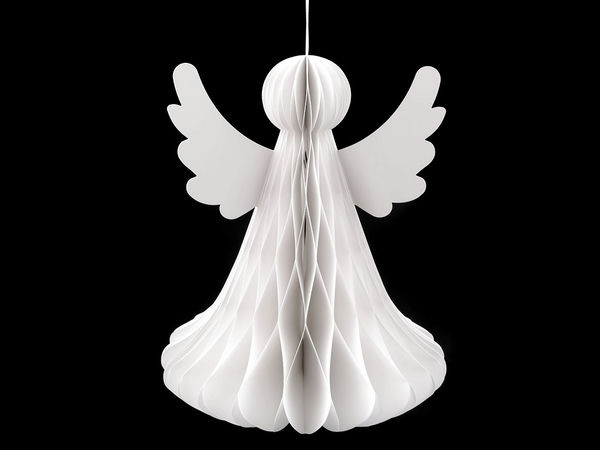 Premium White Honeycomb Paper Folding Angel Decoration - 32cm Hanging or Standing 3D Figurine for Christmas, Weddings, & Celebrations
