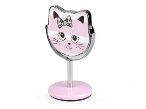 Eco-Leather Cat Design Tabletop Cosmetic Vanity Mirror | Adjustable 360-Degree Tilting Makeup Mirror for Dresser and Windowsill
