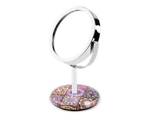 Mandala Rhinestone Tabletop Vanity Mirror - Premium Eco-Leather Adjustable Standing Cosmetic Mirror