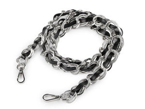 Premium Eco-Leather Handbag Strap with Metal Chain and Carabiner Clasps, 2cm Width