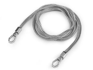 Premium Flat Metal Replacement Chain Strap for Handbags and Purses, 120cm - High Gloss with Square Carabiner Hooks