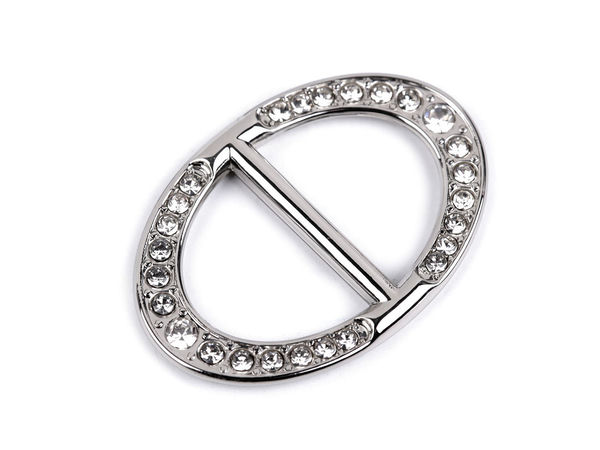Elegant 19mm Rhinestone Embellished Design Buckle - Premium Metal Clasp for Evening Wear, Belts, and Accessories (Crystal Nickel)