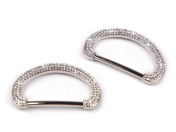 Premium Metal Rhinestone Slide Buckle, 30mm Strap Width - Crystal Sparkle Accent for Belts, Dresses, and Handbags