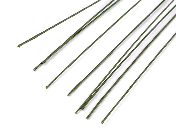 Green Paper-Wrapped Floral Wire - Ø0.8 mm x 60 cm | Flexible Florist Wire for Wreaths, Ikebana & Crafts