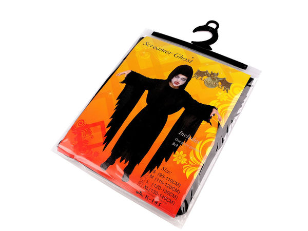 Unisex Black Ghost Costume with Hood & Belt - Premium Halloween & Carnival Robe for Kids & Teens (Height 130-160cm)