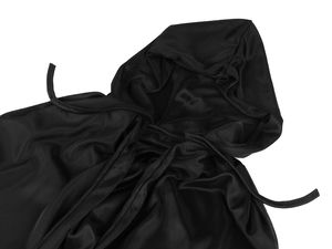 Premium Black Hooded Carnival Cloak - Double-Layer Costume Cape for Adults and Children