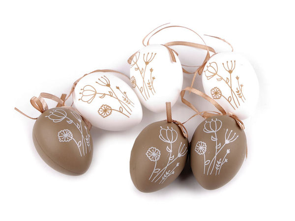 Floral Print Hanging Easter Eggs with Satin Ribbon - Elegant Spring & Holiday Ornaments