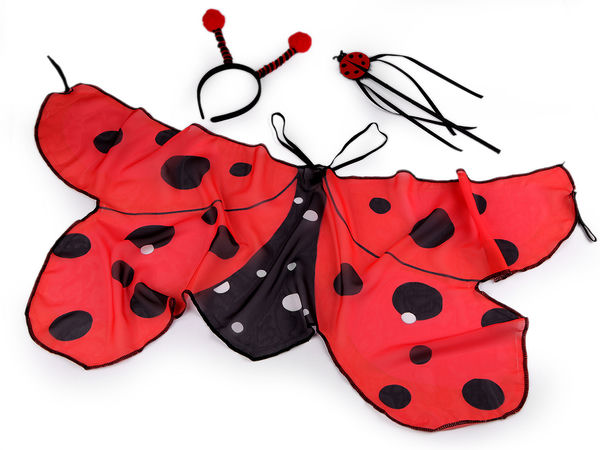 Kids Ladybug Costume Set with Chiffon Wings, Antenna Headband & Wand for Party & Dress-Up
