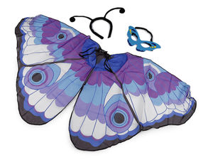 Kids' Butterfly Dress-Up Costume Set - Chiffon Wings, Eyemask, and Antenna Headband for Carnivals, Parties, and Pretend Play