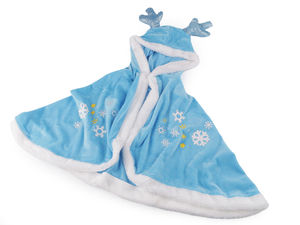 Premium Azure Blue Ice Queen Hooded Cloak - Soft Plush Carnival and Birthday Party Costume for Children