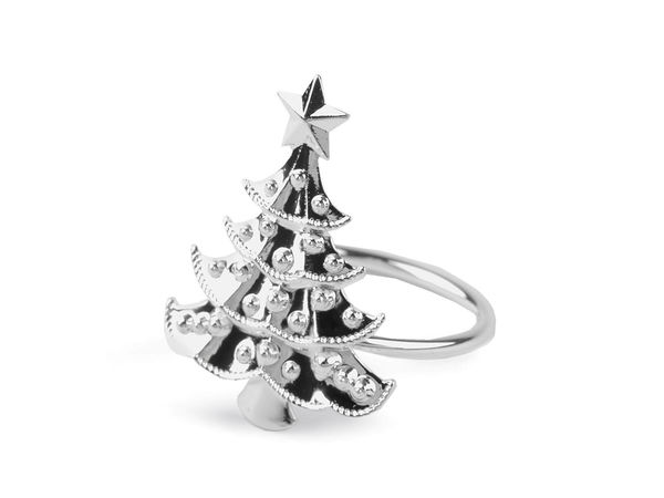 Festive Christmas Tree Metal Napkin Rings - Elegant Holiday Table Setting & Dining Decor Accessories