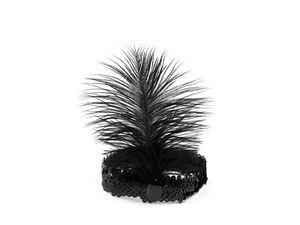 Retro Sequin Feather Headband - Elastic Vintage Carnival & Party Hair Accessory