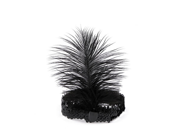 Retro Sequin Feather Headband - Elastic Vintage Carnival & Party Hair Accessory