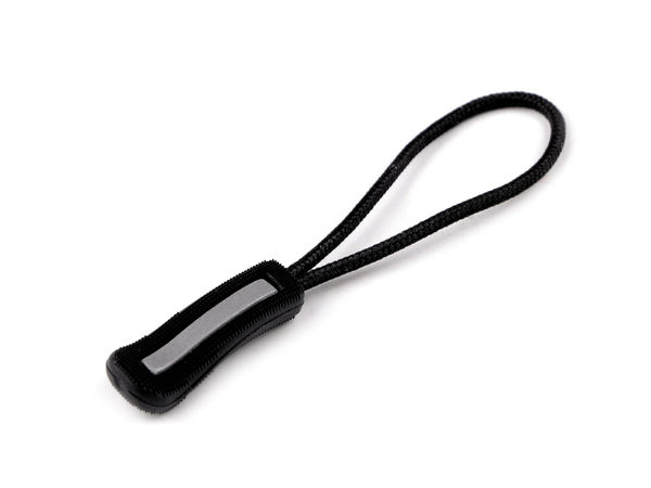 Premium Reflective Zipper Pull Cord Extension Loops (Black) - High-Visibility Slider Tabs for Bags and Apparel