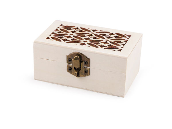 Premium Carved Wooden Keepsake Box with Hinged Lid & Metal Clasp - Ivory DIY Craft Box for Decoupage, Painting, and Gifts