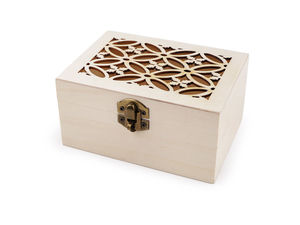 Premium DIY Wooden Keepsake Box with Carved Hinged Lid & Metal Clasp - Blank Craft Box for Painting, Decoupage & Gift Packaging