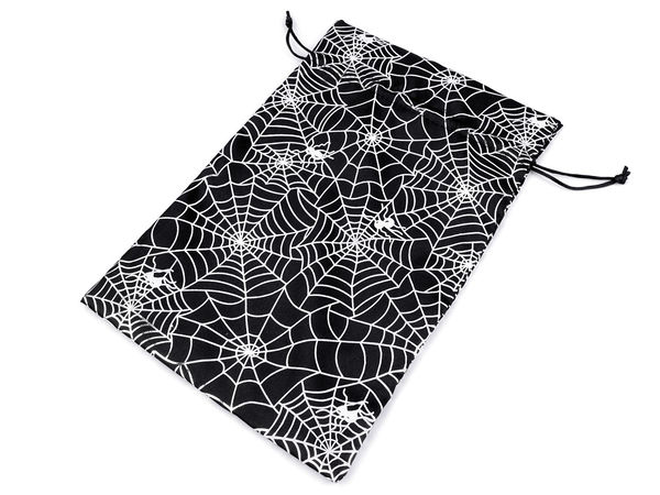 Halloween Cobweb Satin Gift Bag with Dual Drawstrings - 20 x 31 cm