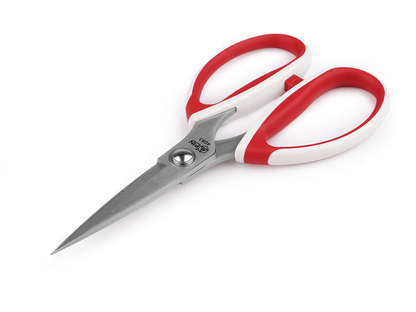 PIN 19.5cm Premium Stainless Steel Universal Scissors - Ergonomic Heavy Duty Shears (Red)