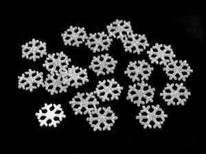 Silver Glitter Felt Snowflake Decorations - 15mm Mini Christmas Craft Embellishments