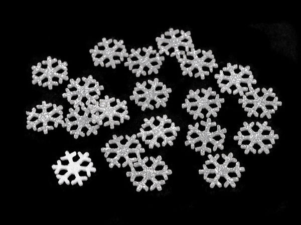 Silver Glitter Felt Snowflake Decorations - 15mm Mini Christmas Craft Embellishments