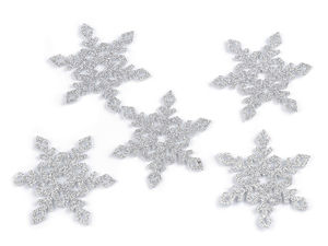 Glitter Silver Christmas Felt Snowflake Ornaments - 75mm Craft & Holiday Decor Embellishments