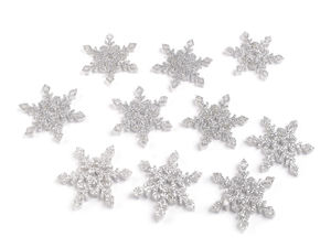 Premium Glitter Felt Snowflake Embellishments (40mm) - Elegant Silver Holiday Craft Decorations