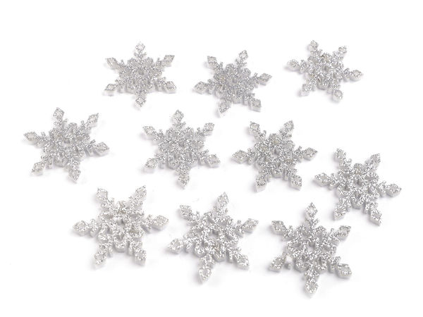 Premium Glitter Felt Snowflake Embellishments (40mm) - Elegant Silver Holiday Craft Decorations