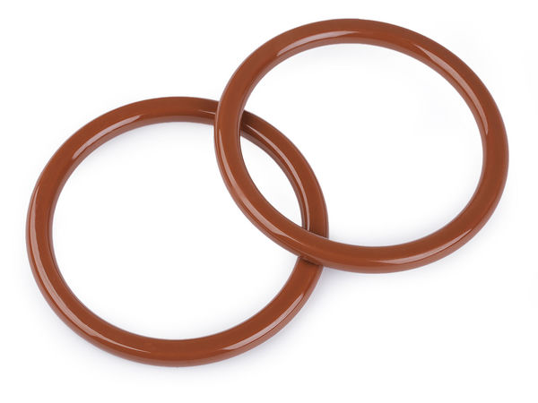 Premium Round Lacquered Bag Handles – 14cm Circular Purse Handles for Handbag & Craft Making, Cognac Brown