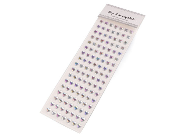 Premium Self-Adhesive Heart Rhinestone Strips for Crafts and Scrapbooking, Ø10 mm