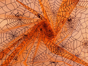Premium Cobweb Pattern Organza Fabric - Semi-Stiff Decorative Mesh for Halloween, Cosplay, and Event Decor