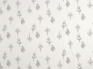 Premium Double Gauze Muslin Fabric - Twigs Pattern (Off White)