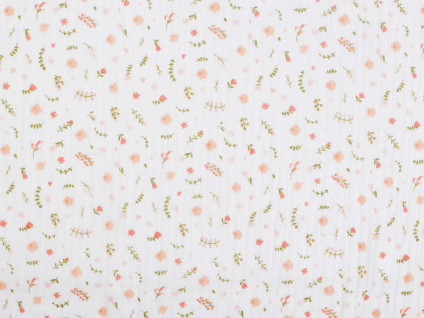 Premium Double Gauze Floral Muslin Fabric – Lightweight, Breathable Cotton Cheesecloth for Apparel and Baby Items